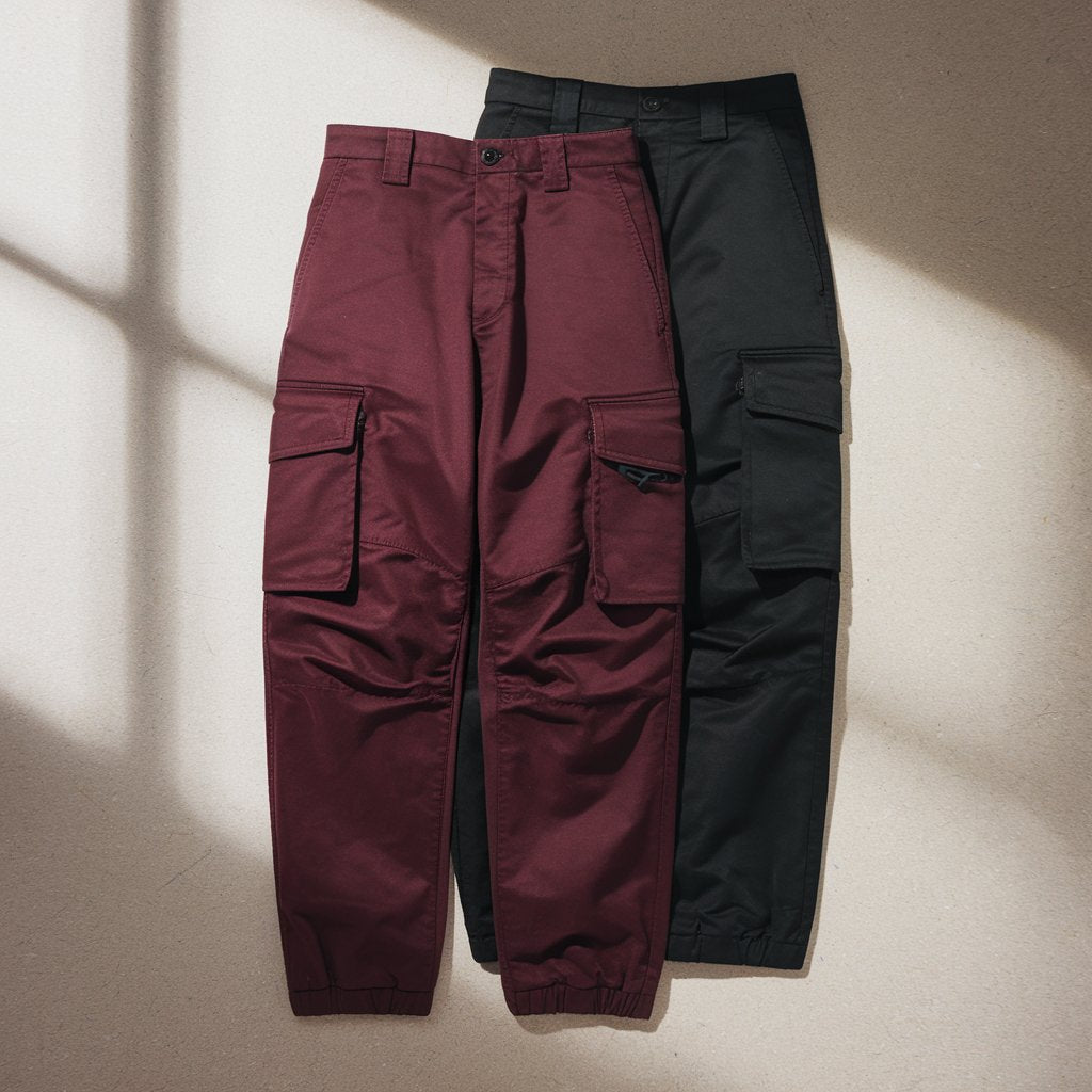 Burgundy & Jet Black Cargo Pants (Pack of 2)