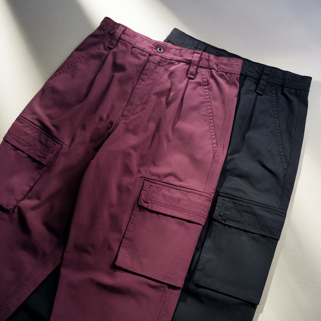 Burgundy & Jet Black Cargo Pants (Pack of 2)