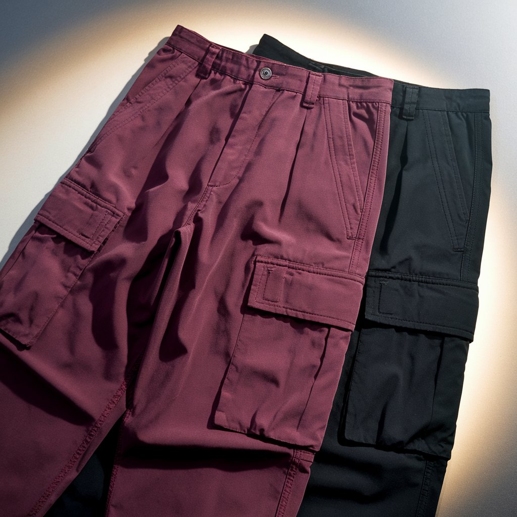 Burgundy & Jet Black Cargo Pants (Pack of 2)