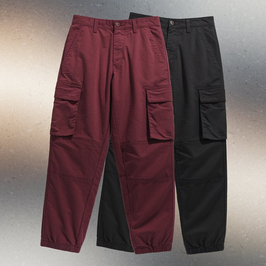 Burgundy & Jet Black Cargo Pants (Pack of 2)