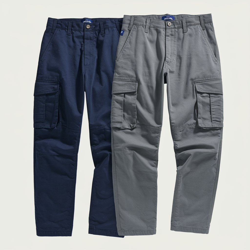 Navy Blue & Steel Gray Cargo Pants (Pack of 2)